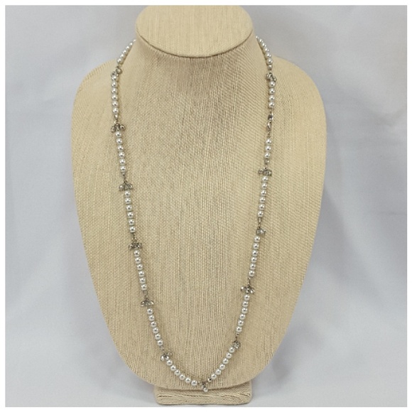 Silvertone Faux Pearls with Accent Beads - Picture 2 of 8